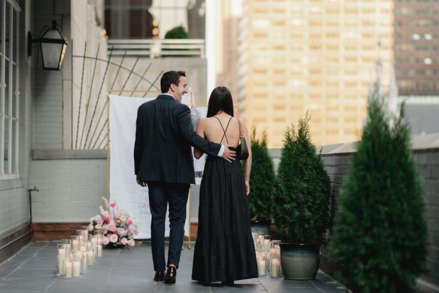 NYC proposal luxury proposal the yes girls proposal planner balcony proposal new york rooftop proposal champagne toast surprise proposal