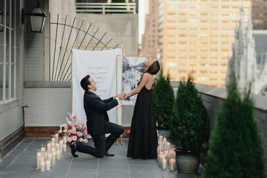 NYC proposal luxury proposal the yes girls proposal planner balcony proposal new york rooftop proposal pink proposal tapestry proposal love letter proposal