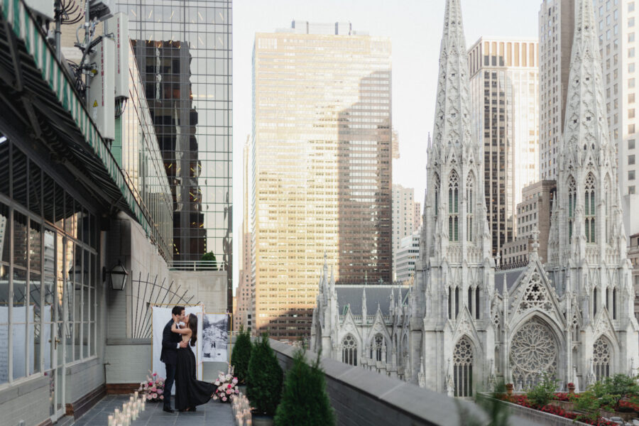 NYC proposal luxury proposal the yes girls proposal planner balcony proposal new york rooftop proposal champagne toast pink flower proposal