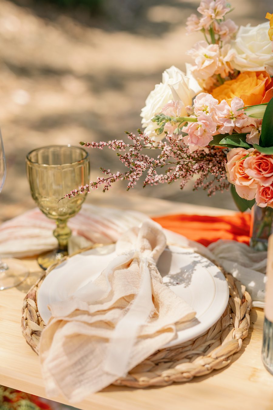 Private Picnic Proposal on Catalina Island. Charcuterie board, champagne, and picnic table set up for the proposal with an ocean view