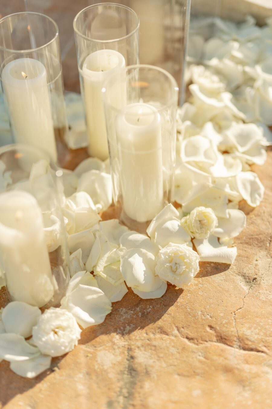 proposal details all white proposal white petals and candles