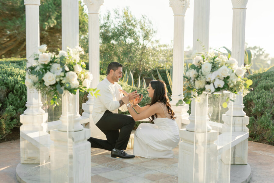 all white proposal california proposal luxury proposal planner the yes girls down on one knee