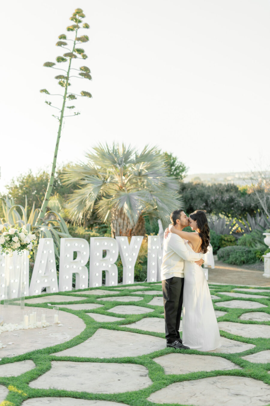 all white proposal marry me letters marquee letter proposal custom jacket proposal