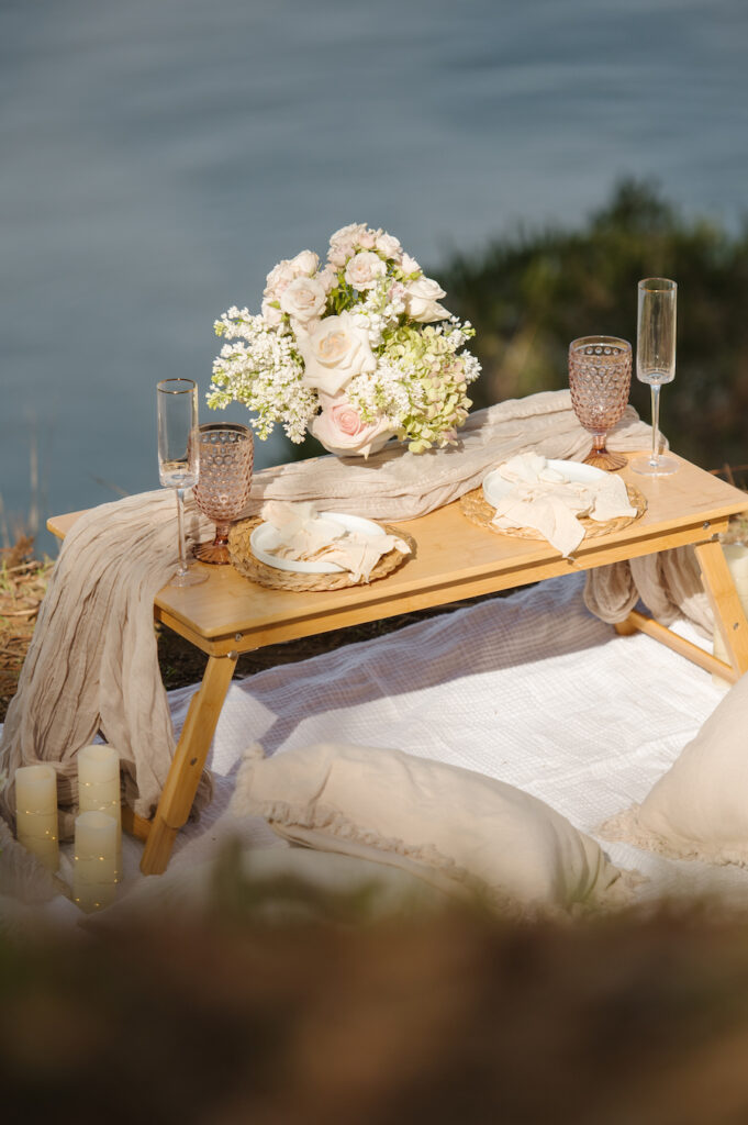 Catalina Island Proposal Picnic Set Up