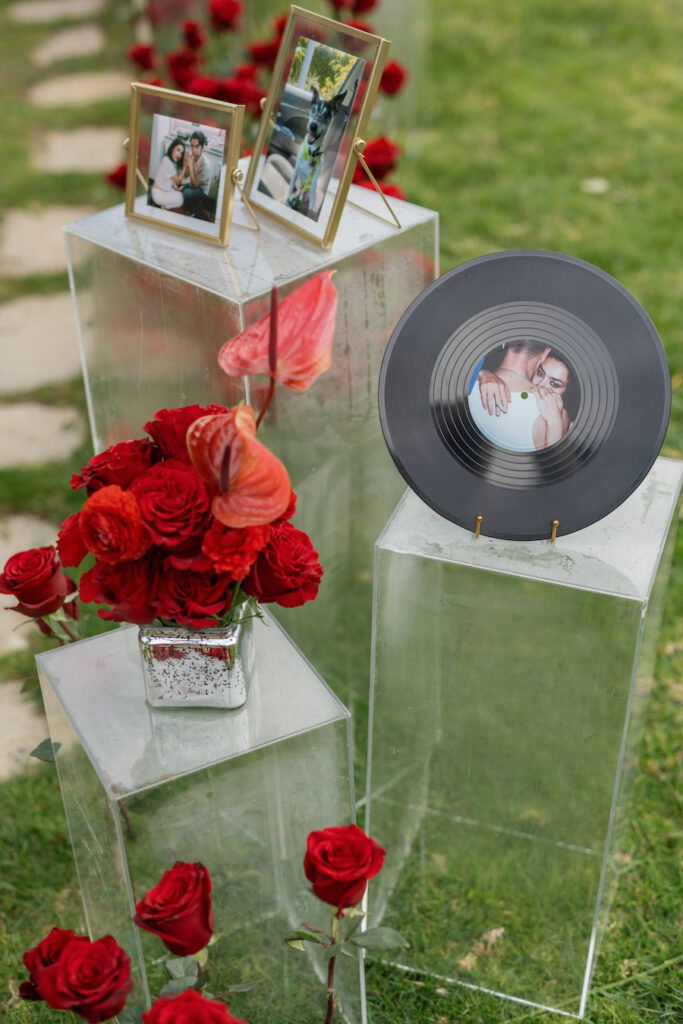 custom vinyl records for proposal set up