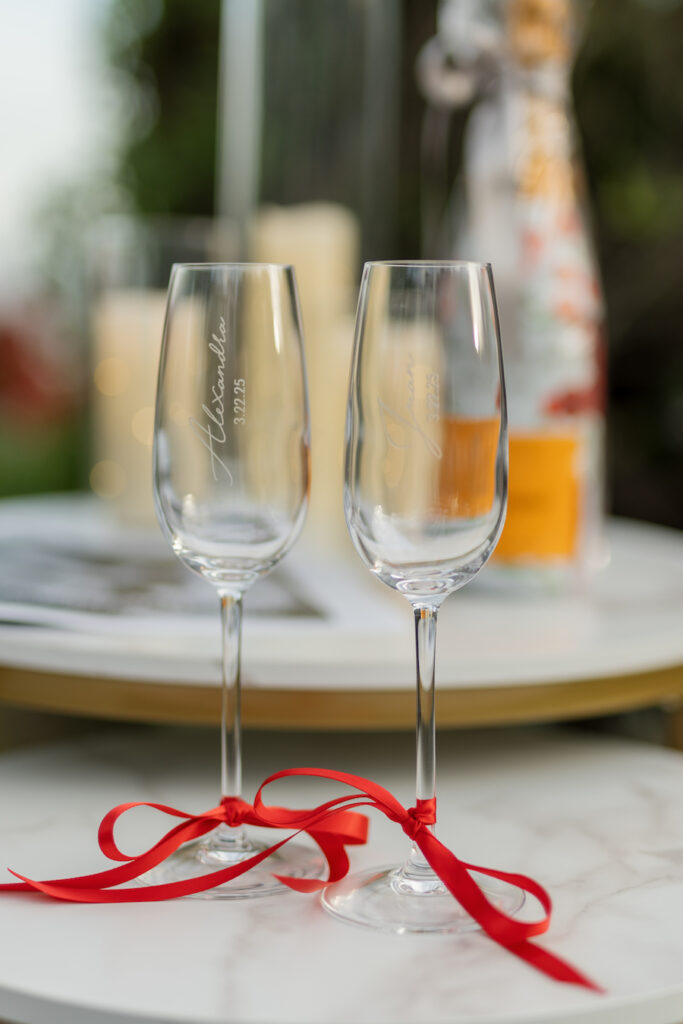 custom engraved champagne glasses for proposal
