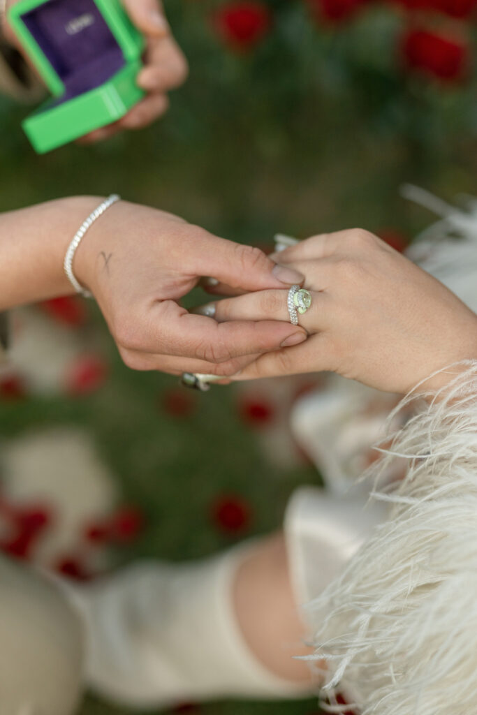 Rare Lime Green Diamond on this engagement band