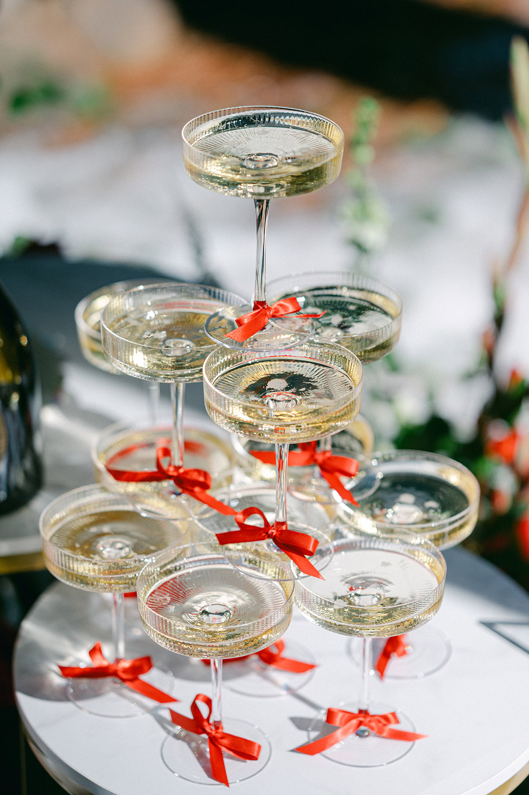 Red Champagne Tower