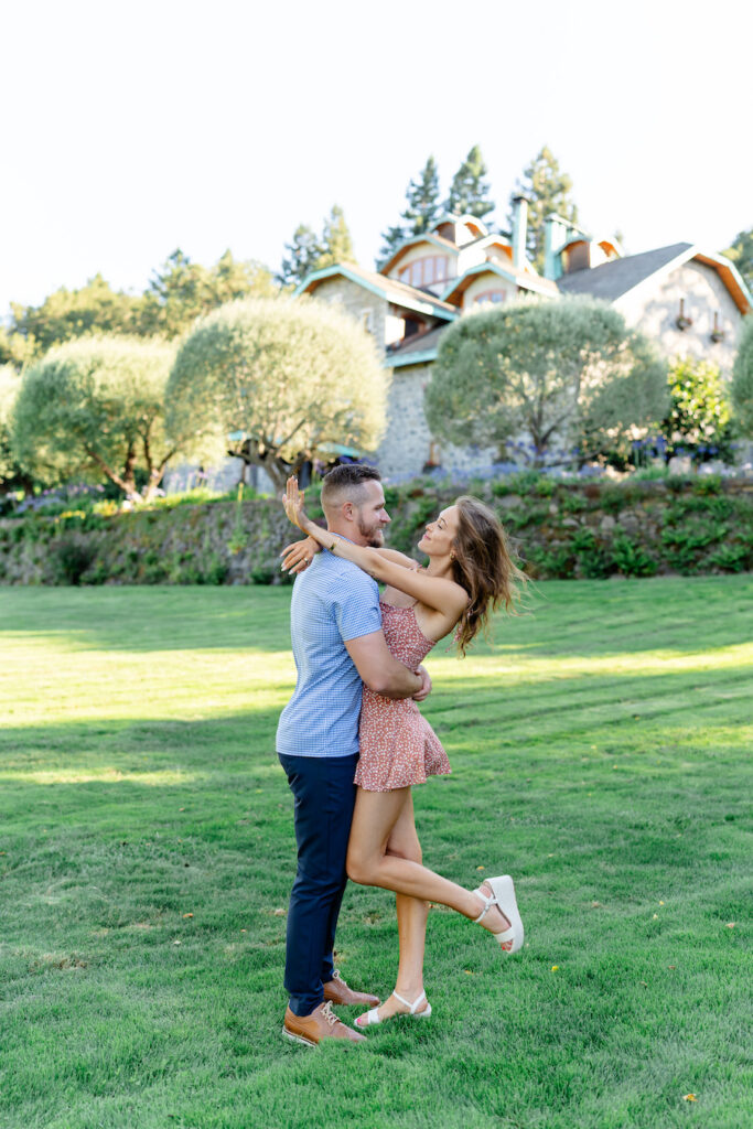 Luxury Napa winery proposal planned by The Yes Girls with romantic outdoor ceremony-style setup