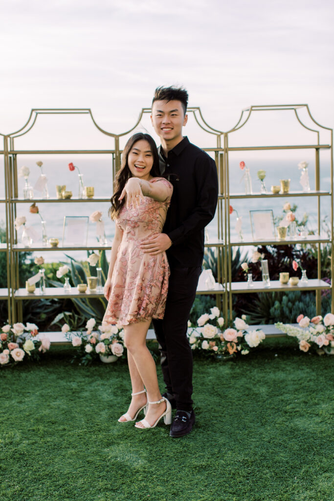 engaged couple in laguna beach - he proposed!