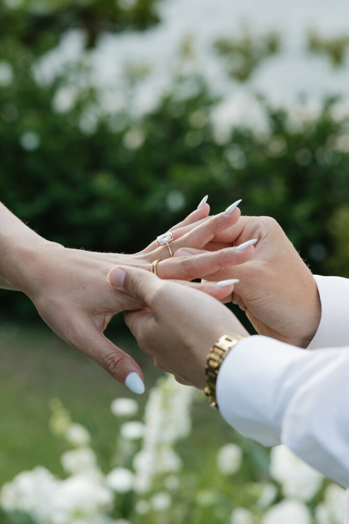 Putting the ring on after he proposed