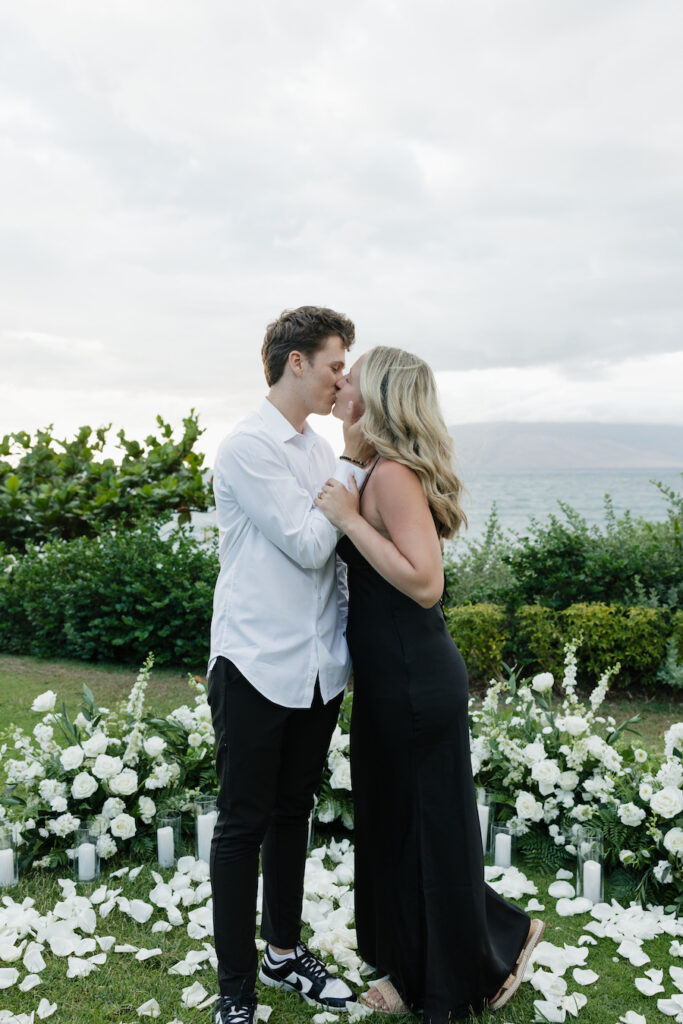 Zach & Amanda proposal photo at The Yes Girls, romantic couple portrait.