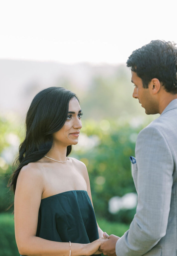 She reacts in surprise as she arrives at her San Diego proposal
