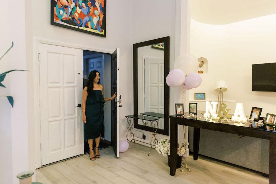 Entryway of the surprise engagement party after the proposal