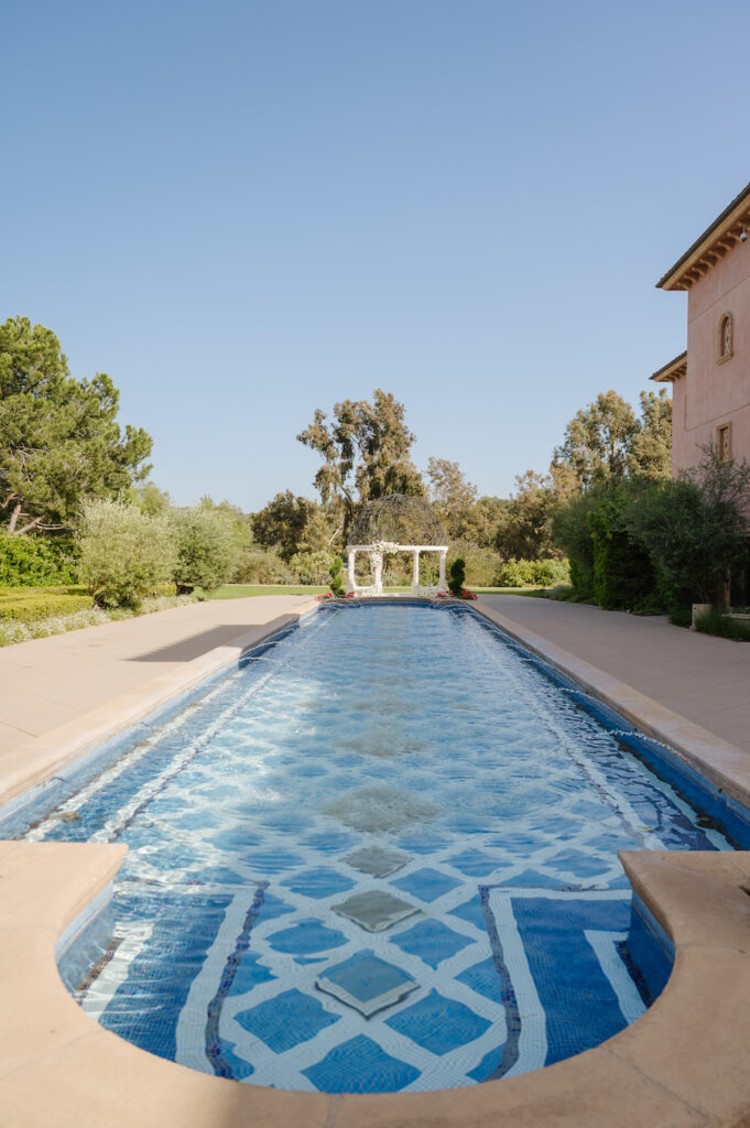 Reflecting pool leading to the gazebo on the garden grounds