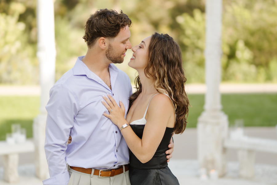 Close-up of the couple about to kiss