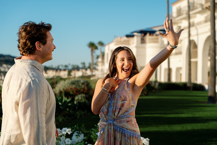 Nicole beaming with happiness right after saying yes