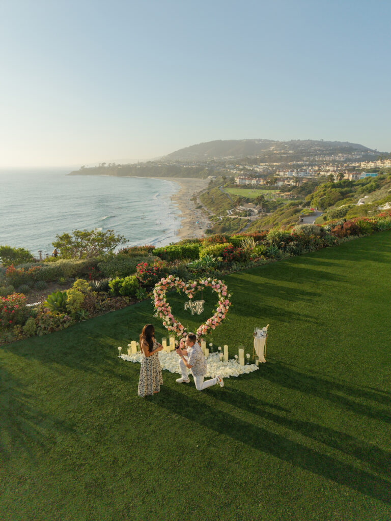 Wide view of the heart arch proposal on the bluff with the coastline and ocean behind